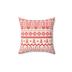 Festive Holiday Throw Pillow - Cozy Red and Cream Nordic Design