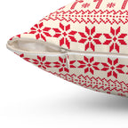 Festive Holiday Throw Pillow - Cozy Red and Cream Nordic Design
