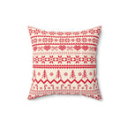 Festive Holiday Throw Pillow - Cozy Red and Cream Nordic Design