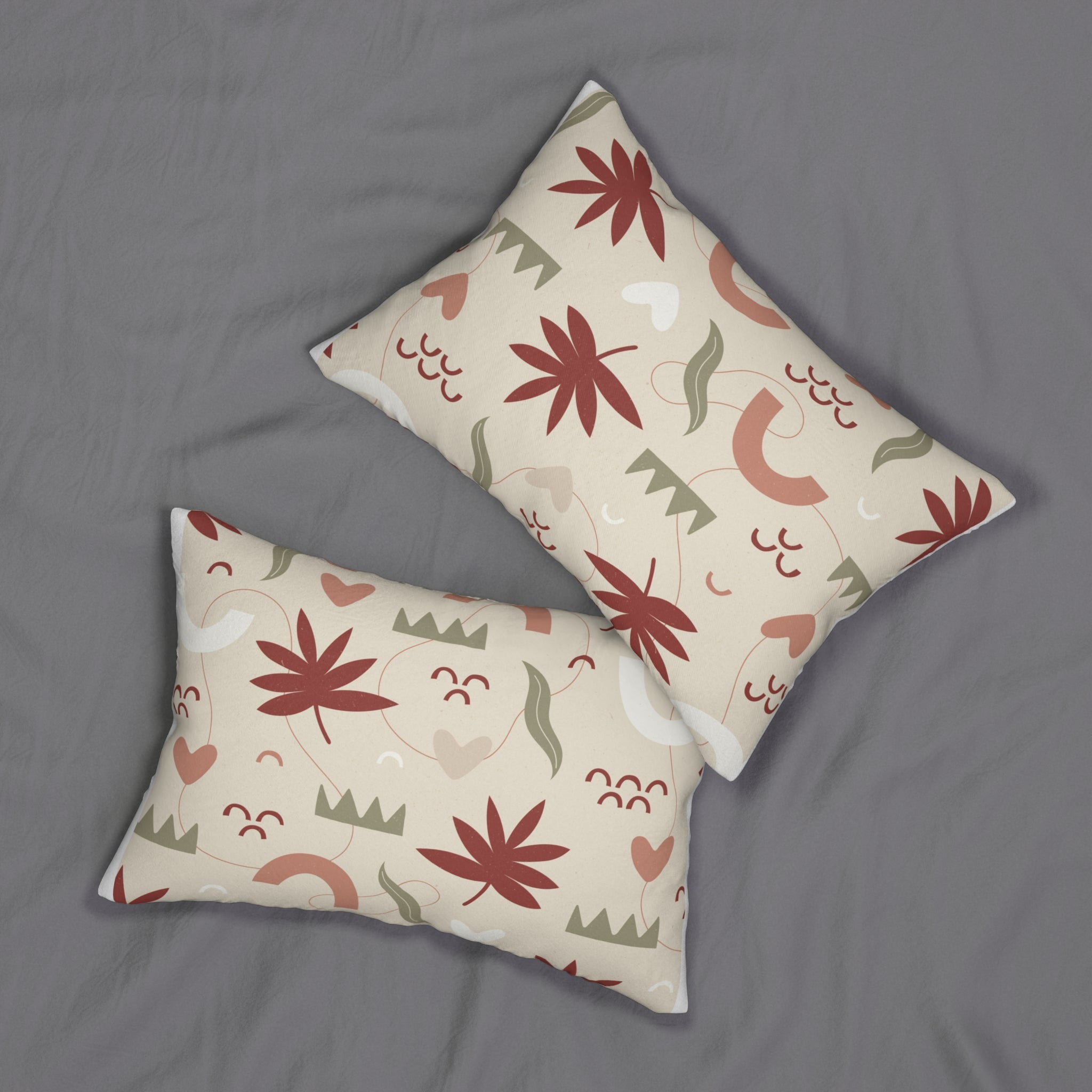 Boho Leaf Lumbar Pillow - Cozy Decorative Cushion for Home
