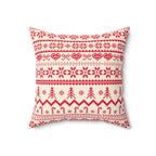 Festive Holiday Throw Pillow - Cozy Red and Cream Nordic Design